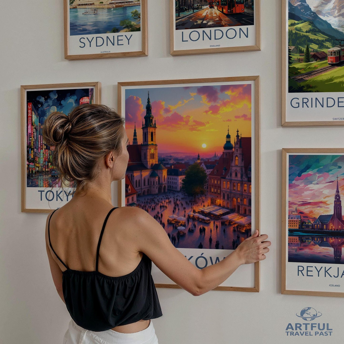 Beautiful Cityscape Wall Art, Travel Poster Print, Stunning Sunset Illustration, Home Decor, Vibrant Artwork, Framed Art Print