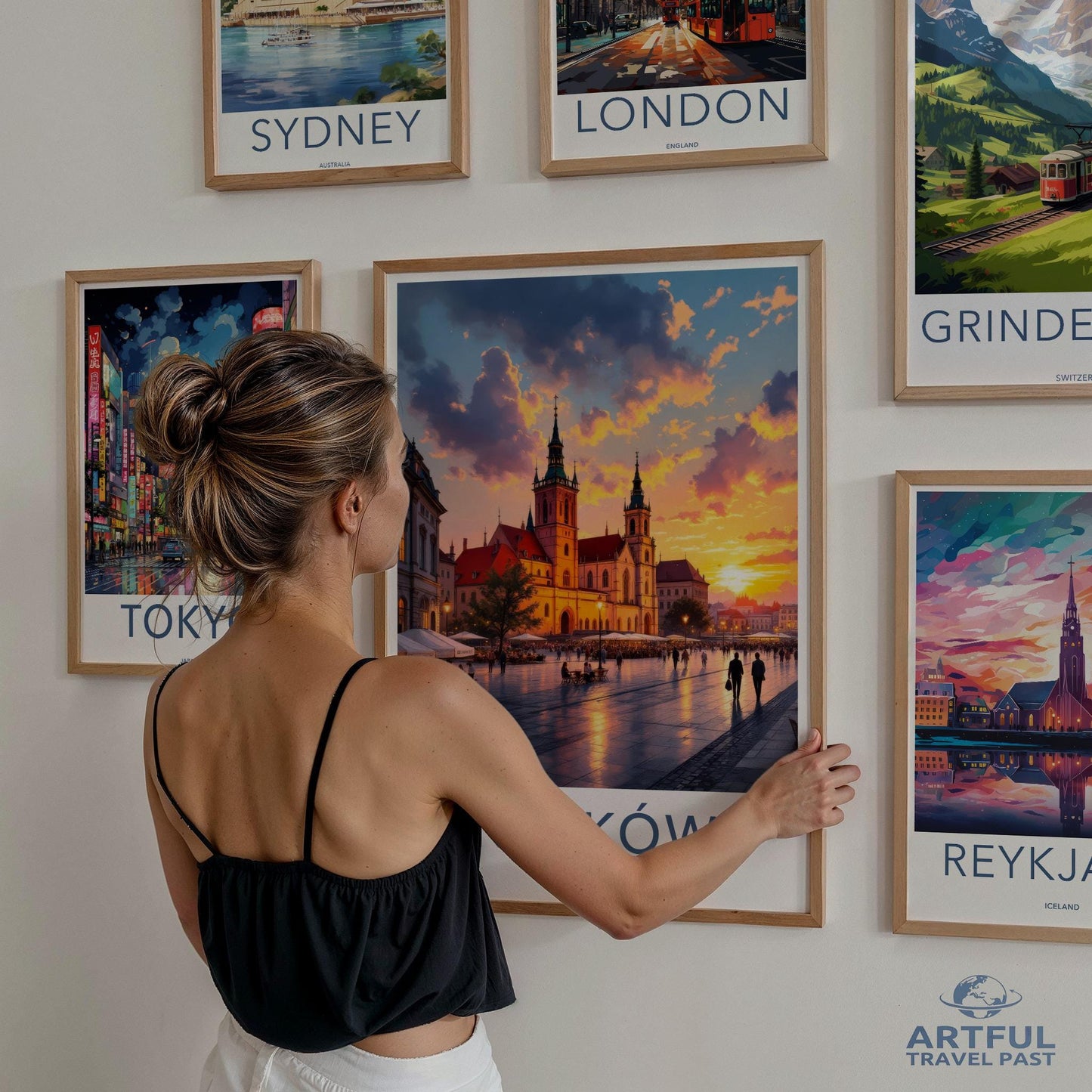 Krakow cityscape art print, travel poster, skyline wall decor, city skyline wall art, modern home decor, travel art prints, gift for