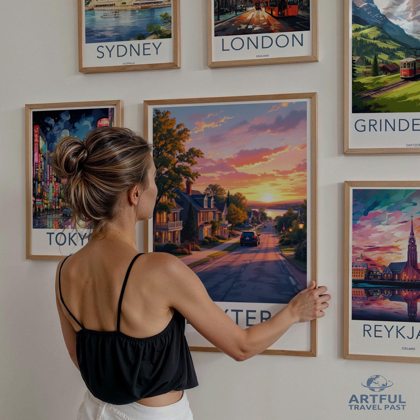 Sunset Cityscape Framed Poster, Travel Wall Art Decor, Vibrant Urban Sunset Print, Adventure Travel Prints, Modern Home Decor