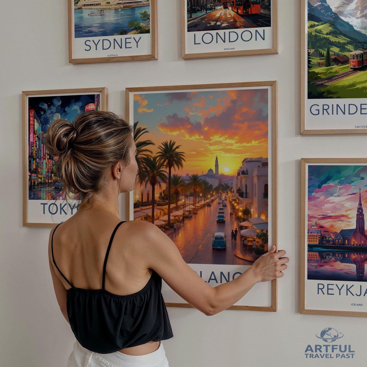 Travel themed wall art prints, Cityscape posters, Home decor, Wall gallery set, Gifts for travelers, Artful travel past