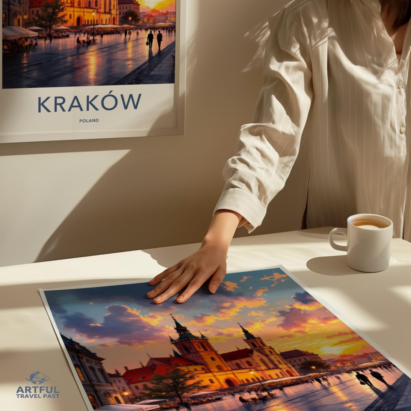 Krakow travel poster, scenic Krakow wall art, sunset cityscape print, Krakow city decor, Poland travel souvenir, vibrant city print