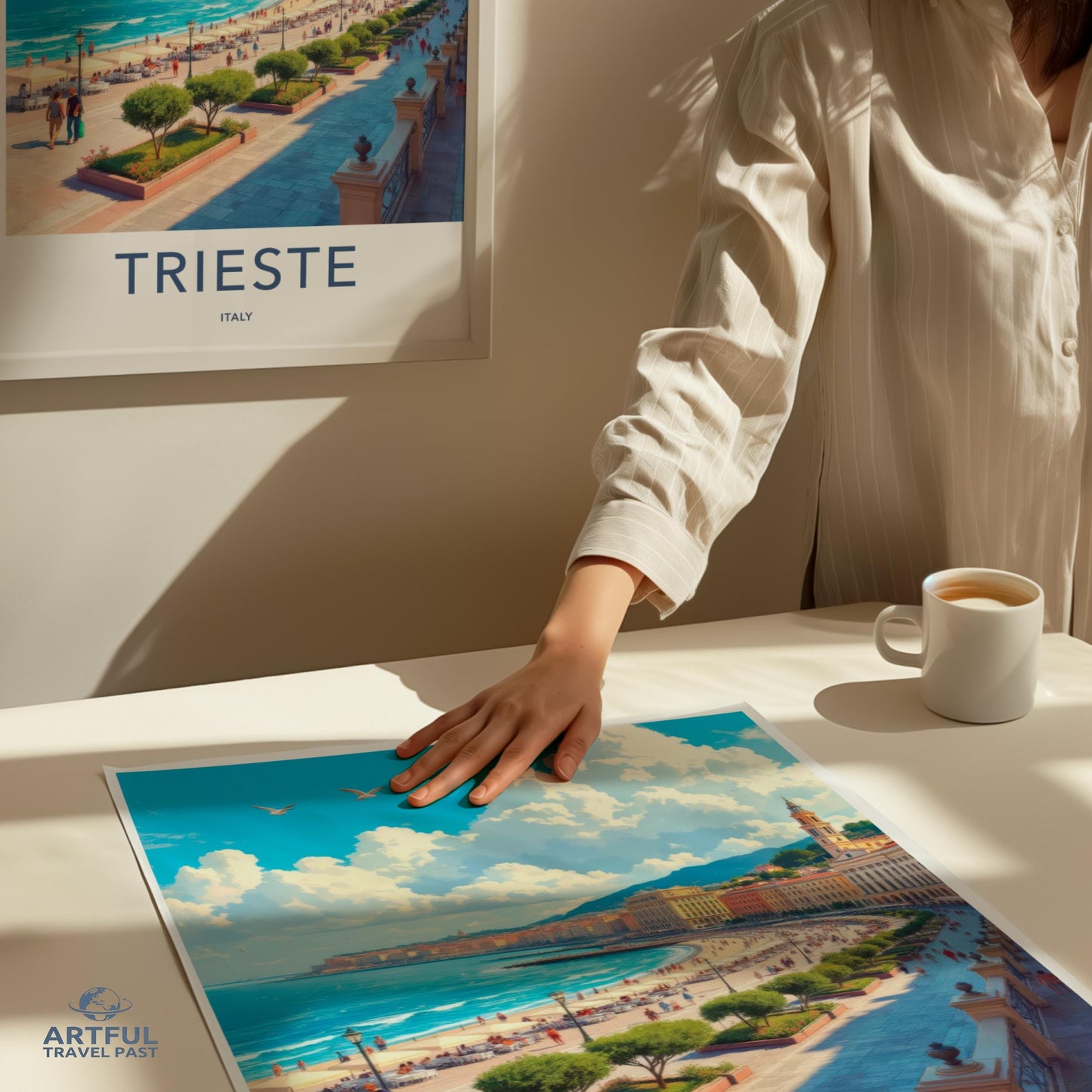 Trieste Italy travel poster, vintage style wall art, European city print, coastal decor, Italian landscape, retro travel artwork