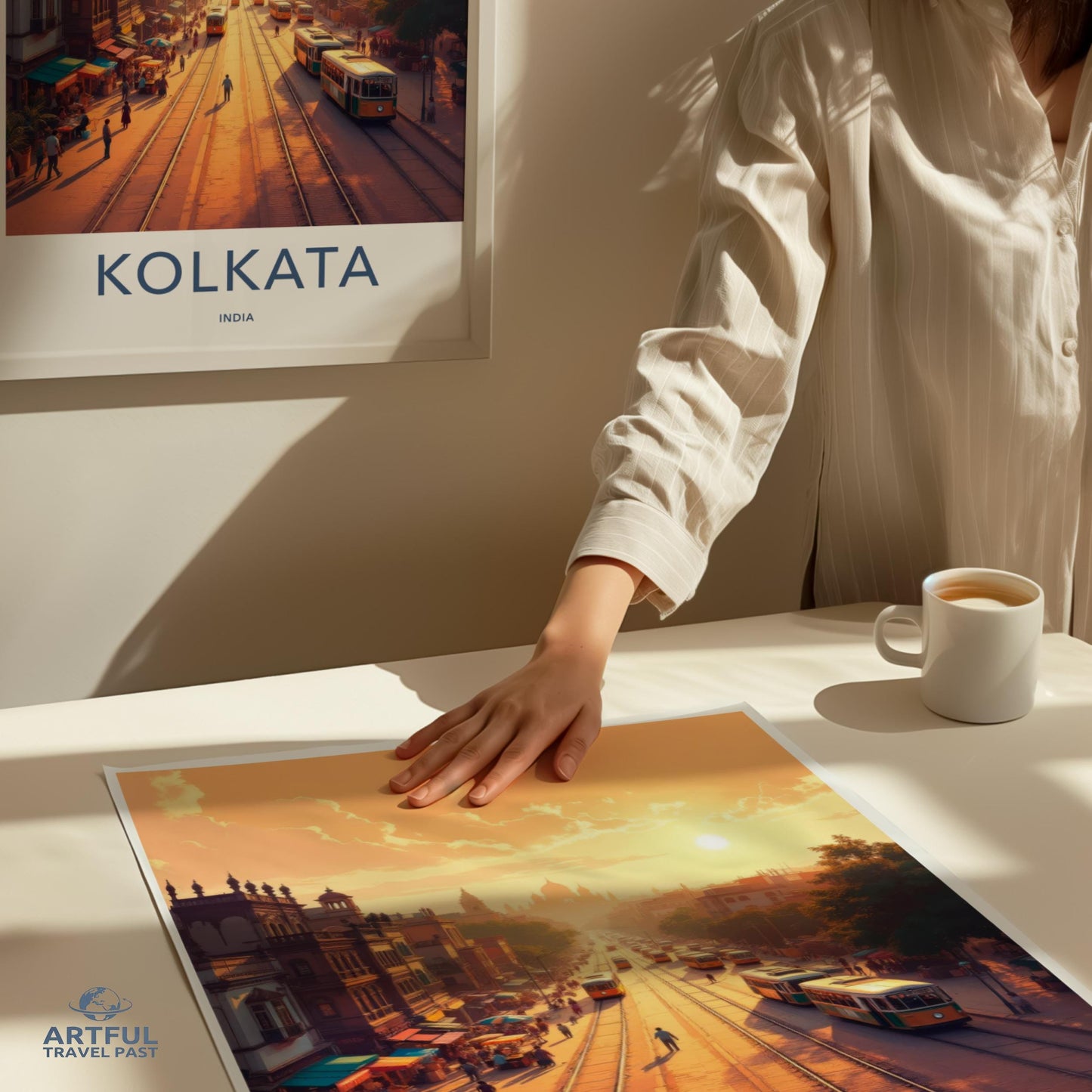 Kolkata Wall Art Print, Vintage Cityscape Poster, Indian City Decor, Travel Artwork, Retro Urban Landscape Print, Home Decor