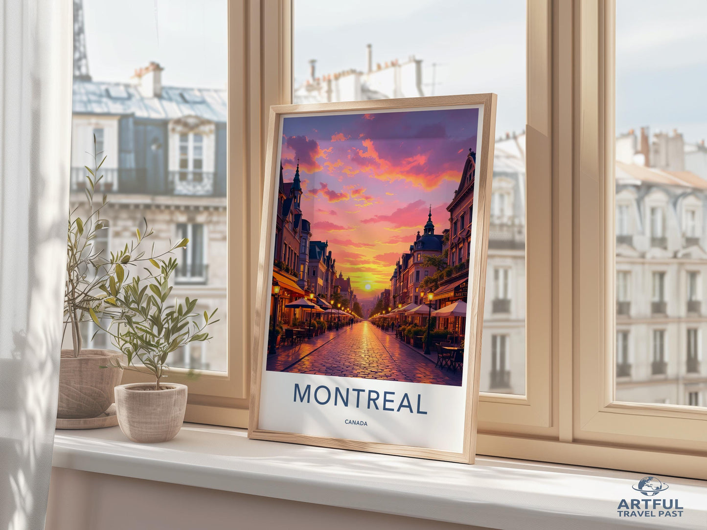 Montreal Cityscape Print, Sunset Wall Art, Travel Poster Decor, Colorful Urban Scene, Modern Home Decor, Montreal Street View