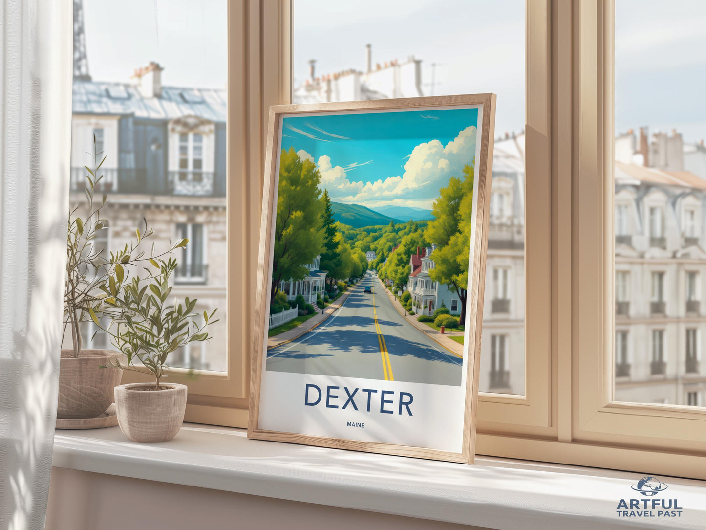 Custom Dexter Maine Travel Poster, Vibrant Wall Art Print, Scenic Dexter Town Decor, Unique Artwork for Home, Travel Lover Gift Idea
