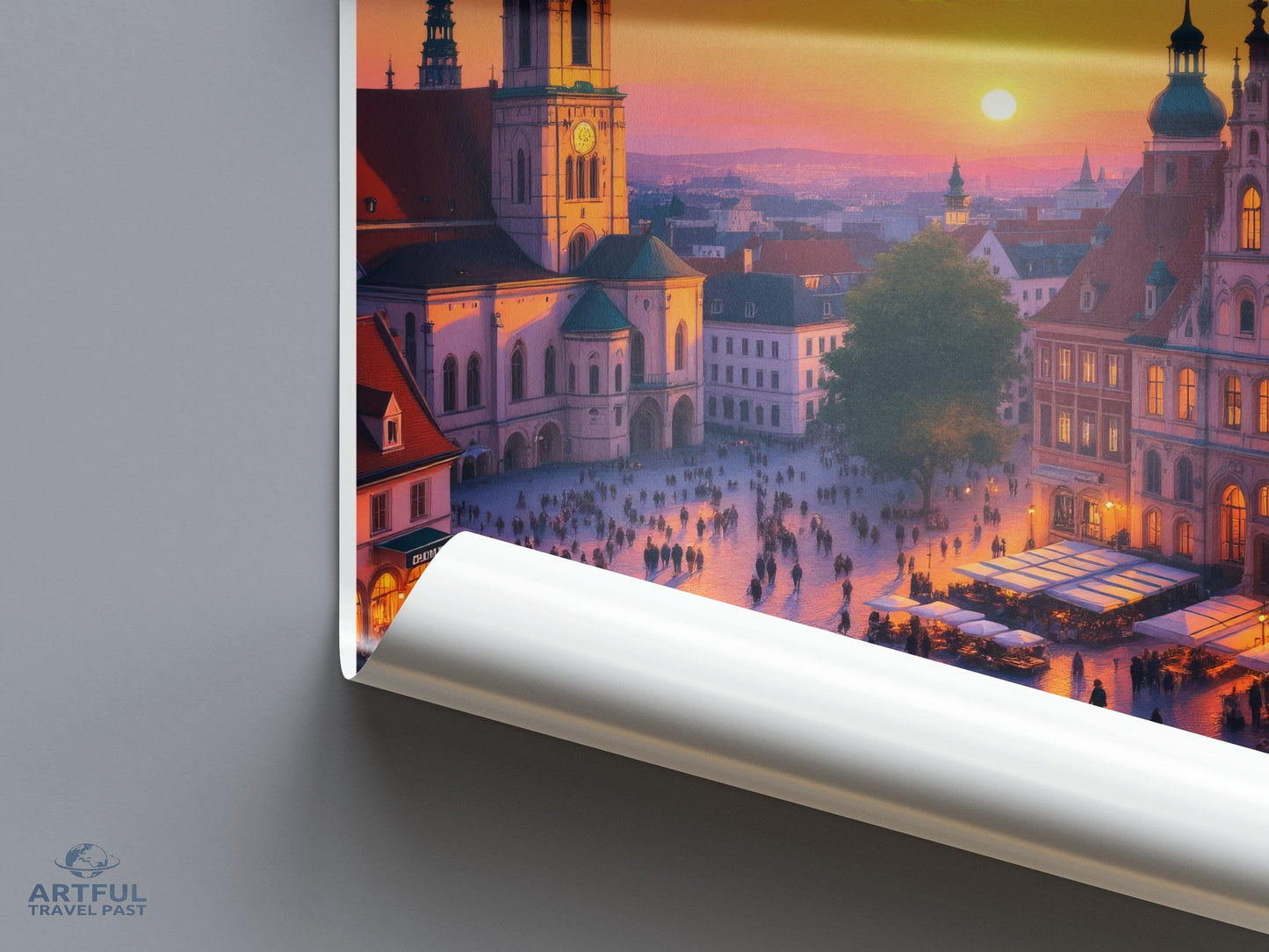 Cityscape Sunset Poster Print, Beautiful City Sunset Wall Art, Scenic Urban Landscape Decor, Sunset in City Home Decoration