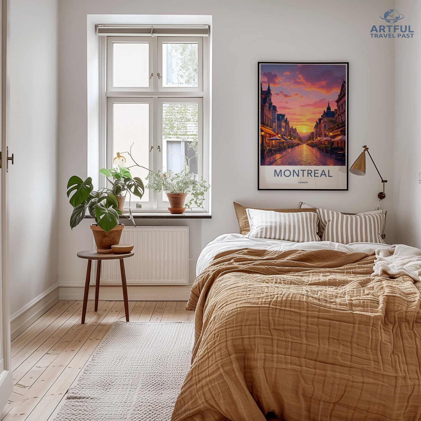Montreal cityscape wall art, sunset city view poster, urban skyline print, travel destination decor, vibrant city scene