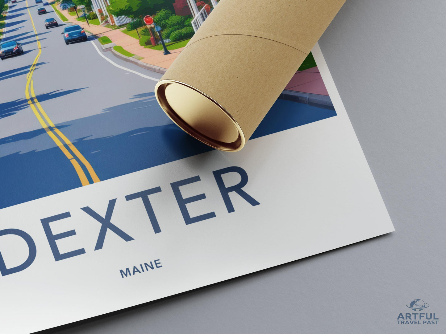 Dexter Maine Travel Poster, Vintage Style Art Print, Retro Wall Decor, Home Decoration, Nostalgic Artwork, Scenic Travel Illustration