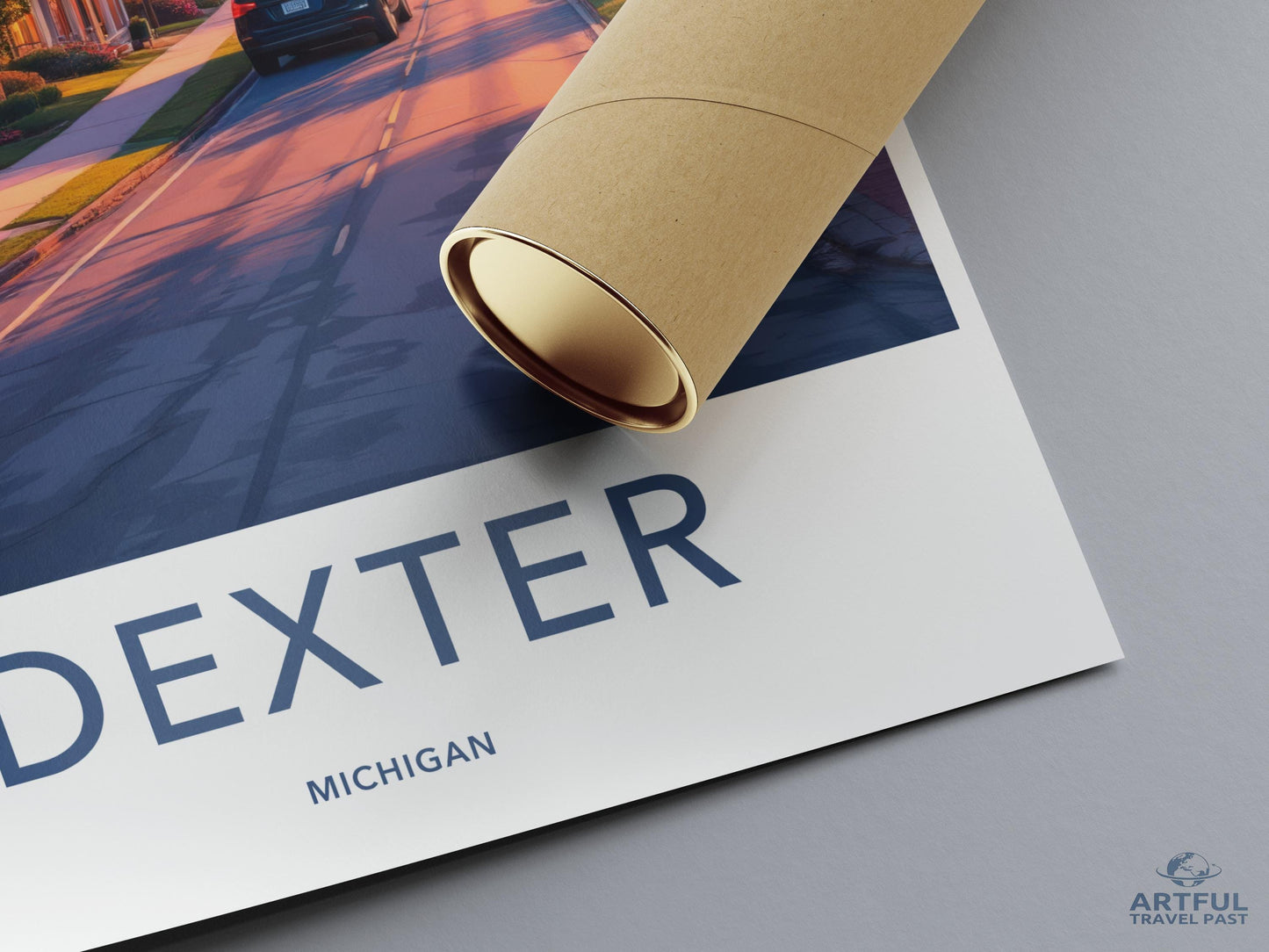 Dexter Michigan Travel Poster Print, Vintage Wall Art, Retro Home Decor, Scenic Artwork, USA Souvenir, Mid Century Design