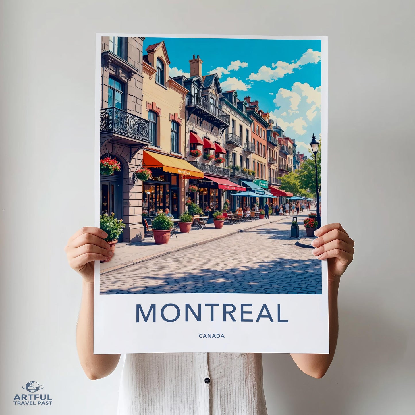 Montreal Canada Poster, Vintage Travel Poster, City Street Art Print, Wall Decor, Home Decor, Colorful Urban Landscape Art