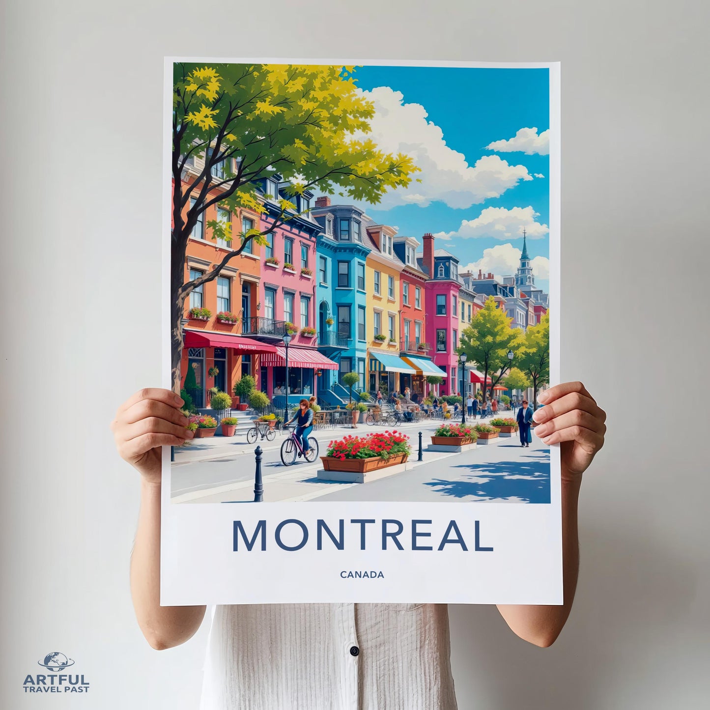 Montreal Wall Art Print, Colorful Cityscape Poster, Canada Travel Decor, Montreal Street Scene, Vibrant Home Decoration, Artful Print