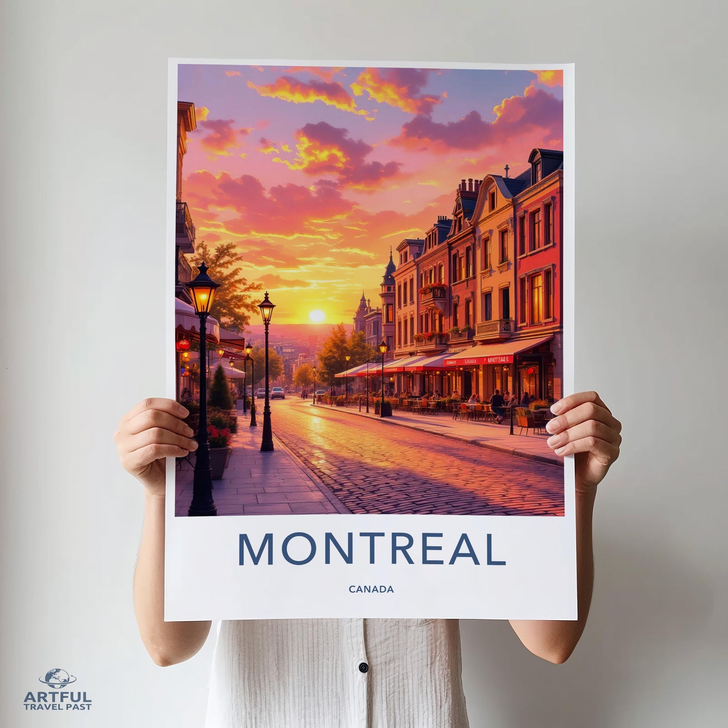 Montreal Canada Travel Poster, Vintage Style Art Print, Cityscape Wall Decor, Vibrant Decorative Artwork for Home or Office