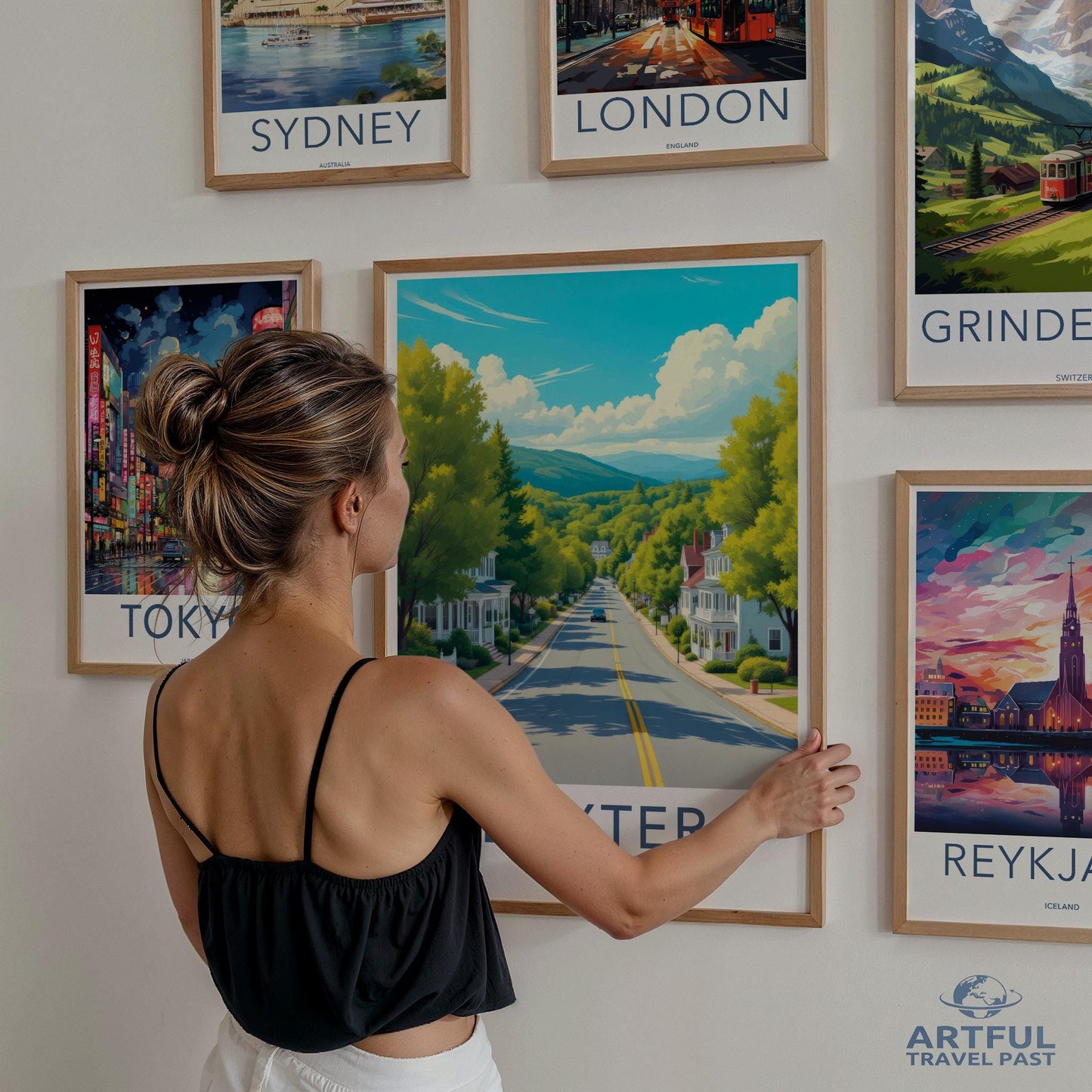 Vintage Travel Posters Set, Retro Wall Art, Cityscape Prints, Mid-Century Modern Decor, Travel Themed Home Decor