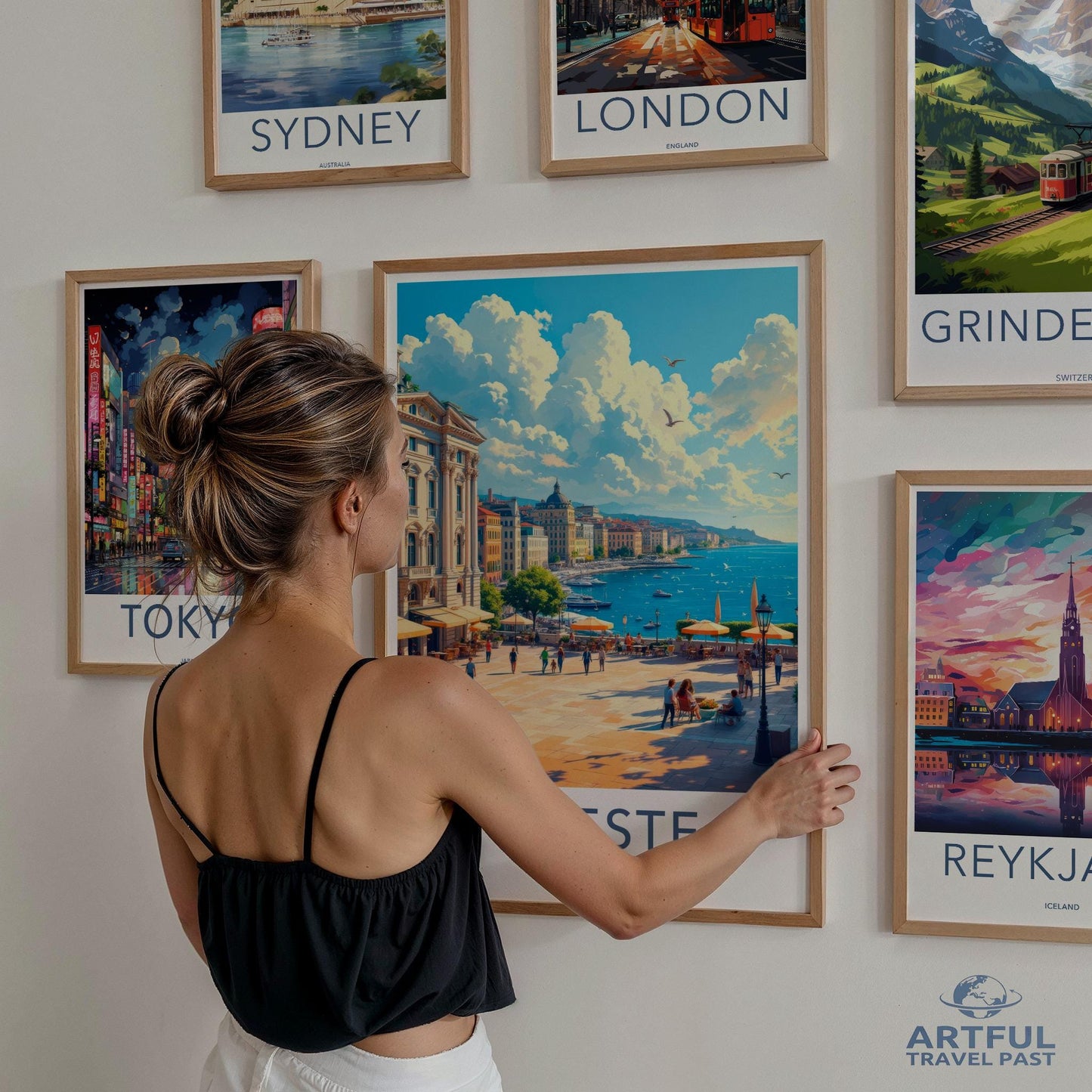 Travel destination wall decor, city skyline art prints, modern home wall art, world cityscape posters, vibrant travel wall art