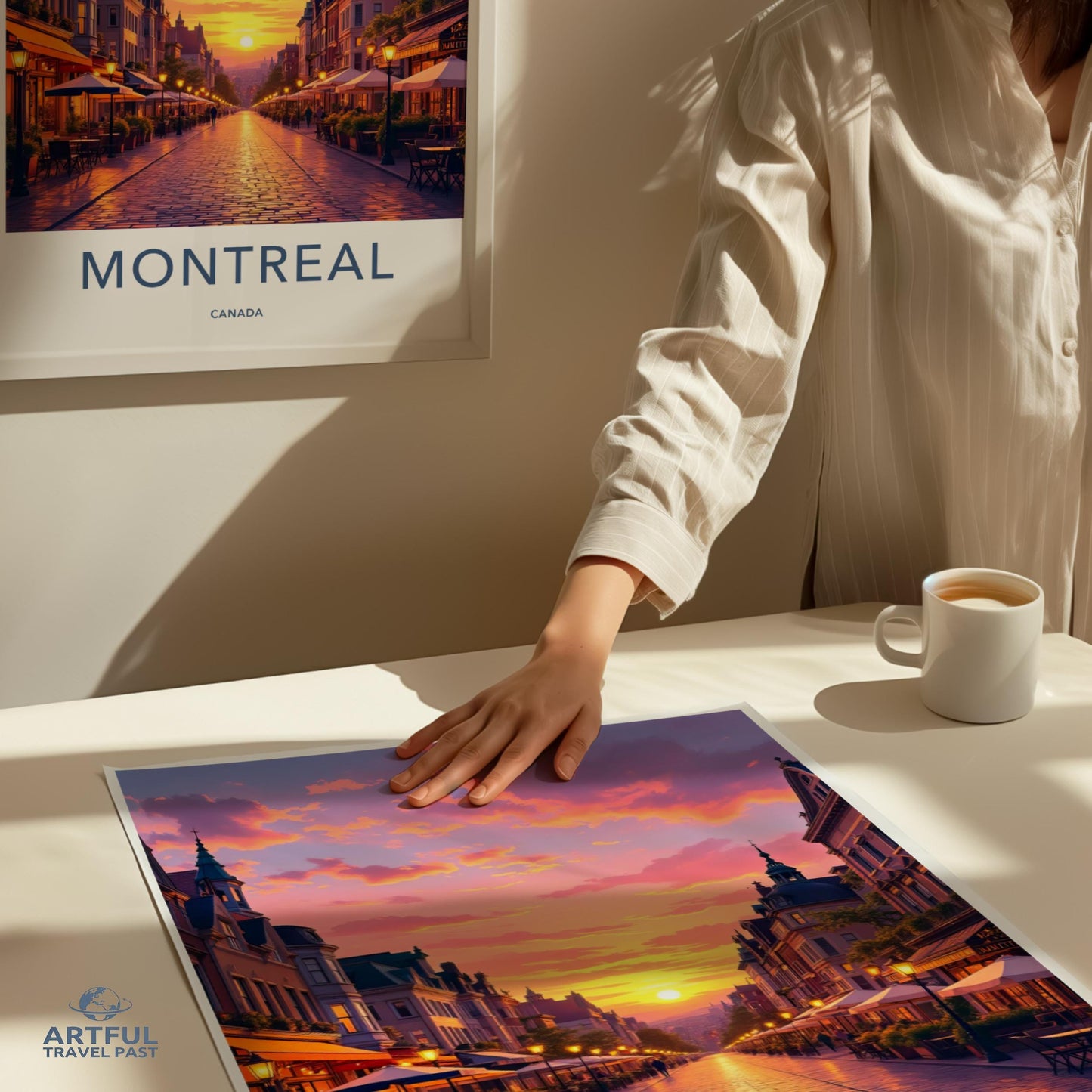 Montreal Travel Poster Print, Sunset Cityscape Wall Art, Vintage Urban Decor, Canada Souvenir, Vibrant City Landmark Artwork