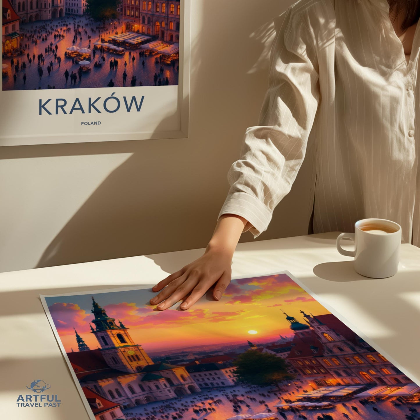 Krakow Poland Cityscape Art Print, European Travel Poster, Vintage Style Krakow Decor, Wall Art for Home, Office, Gift Idea
