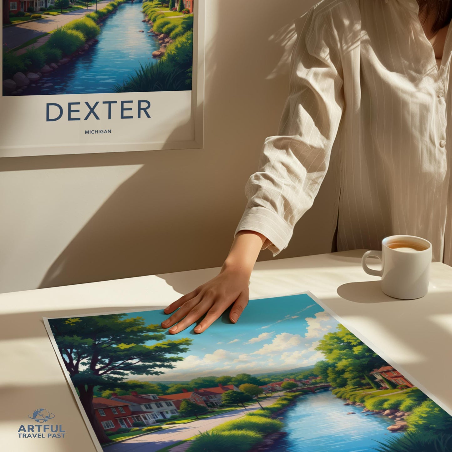 Dexter Michigan Travel Poster, Vintage Style Art Print, Scenic River Landscape, Wall Decor for Home or Office, Gift for Travelers