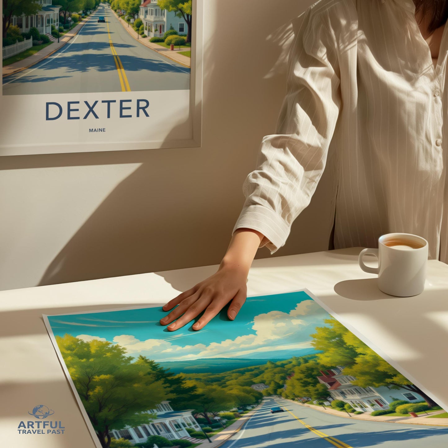 Dexter Maine Travel Poster, Scenic Road Art Print, Vintage Style Wall Decor, Retro Landscape Artwork, Souvenir Gift Idea