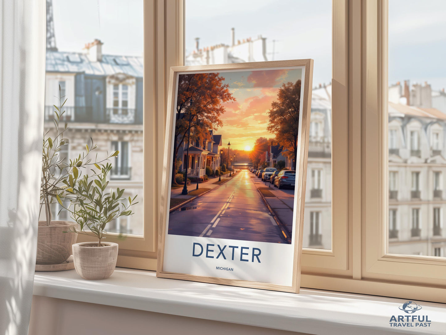 Dexter Michigan Autumn Sunset Art Print, Scenic Town Landscape Wall Art, Golden Hour Street Poster, Home Decor, Travel Photography