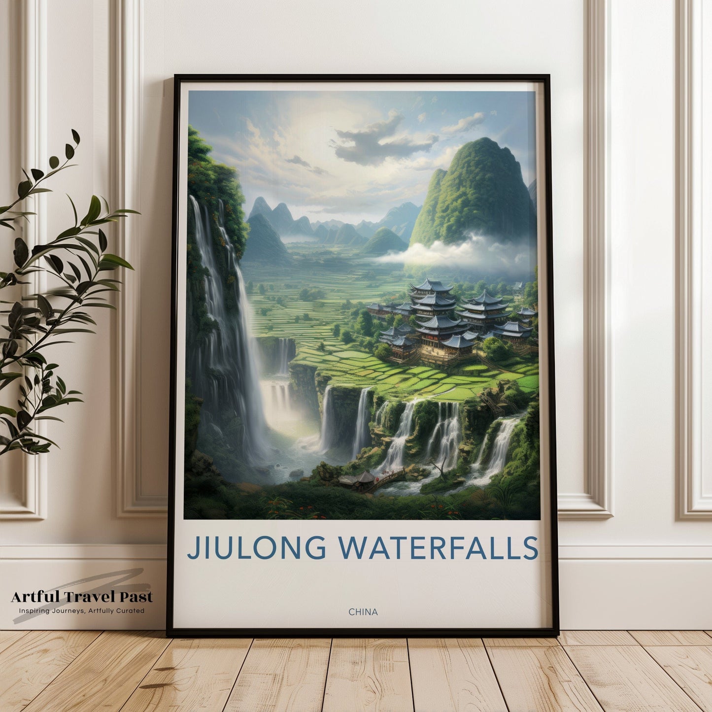 Jiulong Waterfalls Poster | China Wall Art | Asia Decor