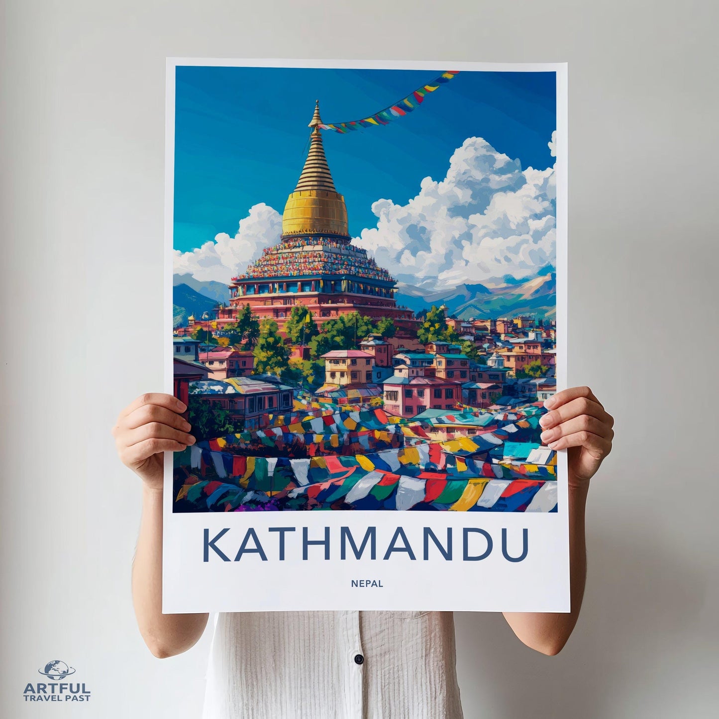 Kathmandu Poster | Nepal Wall Art | South Asia Decor