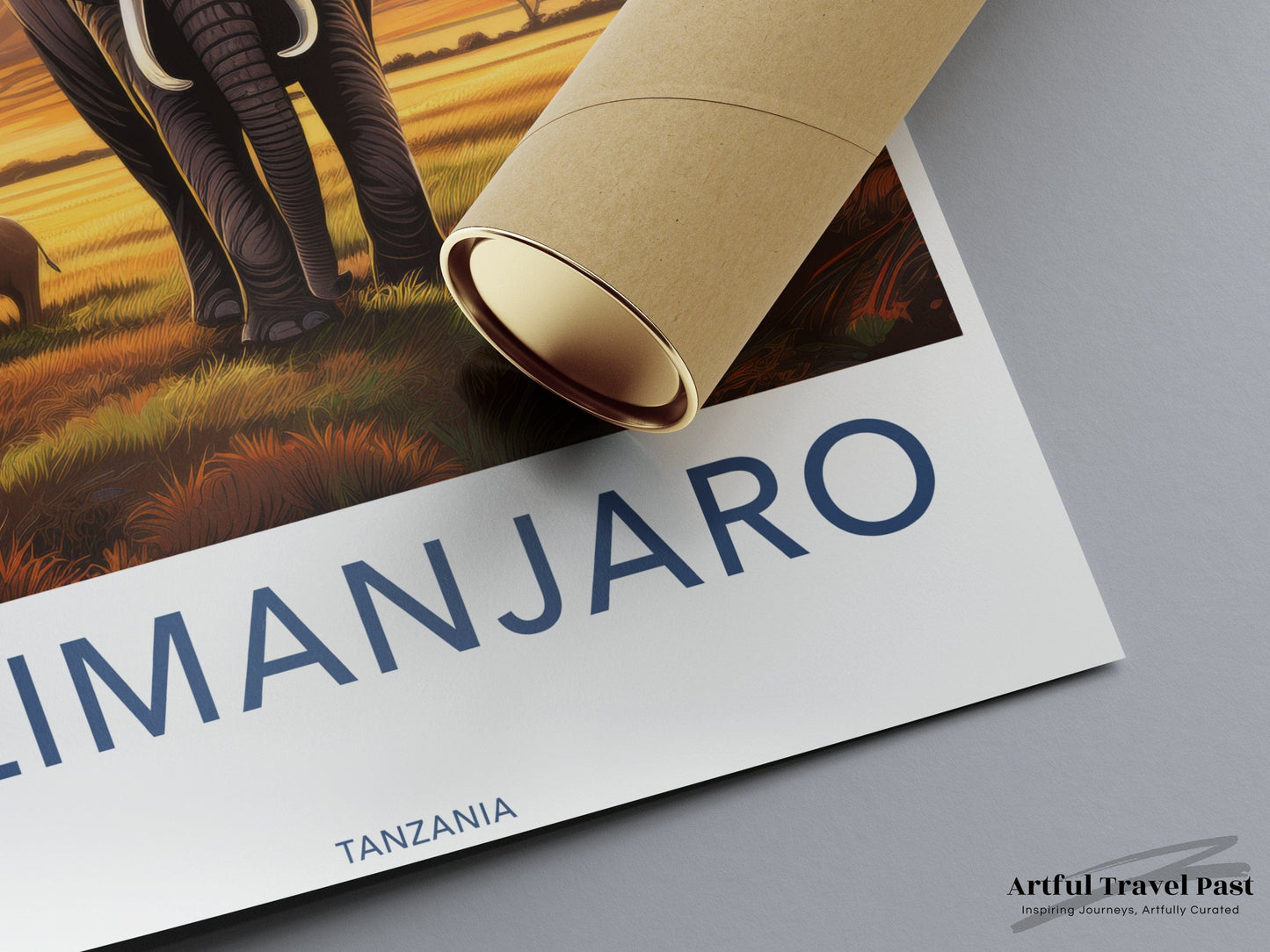 Kilimanjaro Poster | Elephant Artwork | Tanzania Wall Art