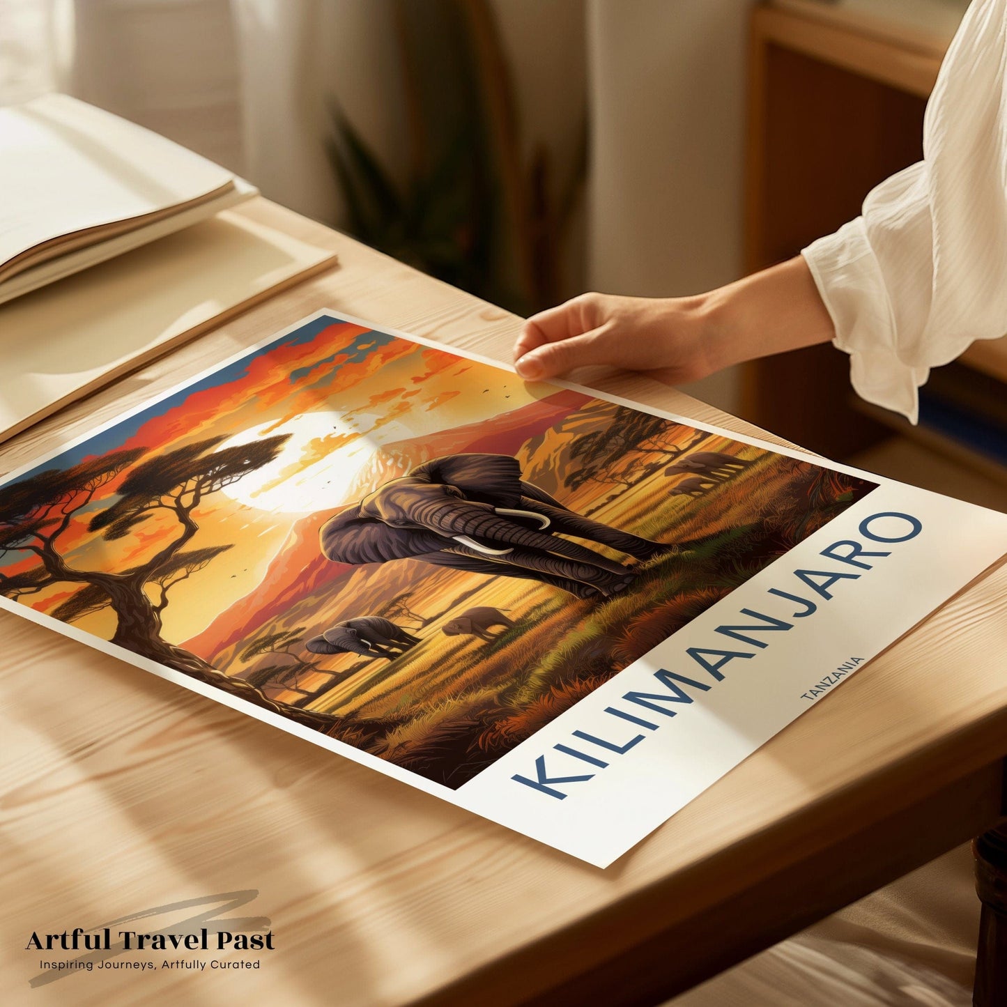 Kilimanjaro Poster | Elephant Artwork | Tanzania Wall Art