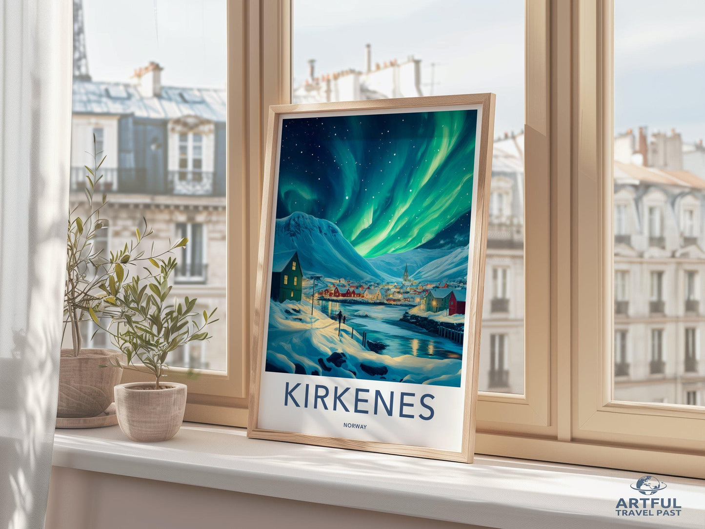 Kirkenes Poster | Aurora Borealis Wall Art | Scandinavia