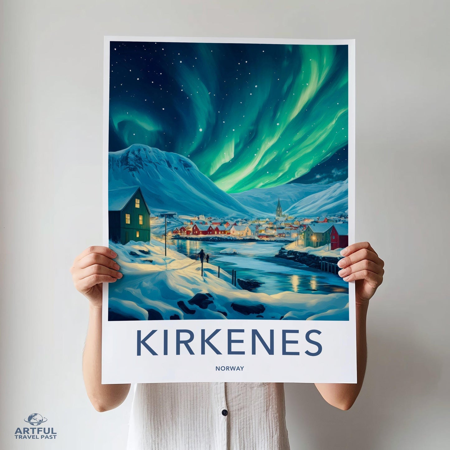 Kirkenes Poster | Aurora Borealis Wall Art | Scandinavia