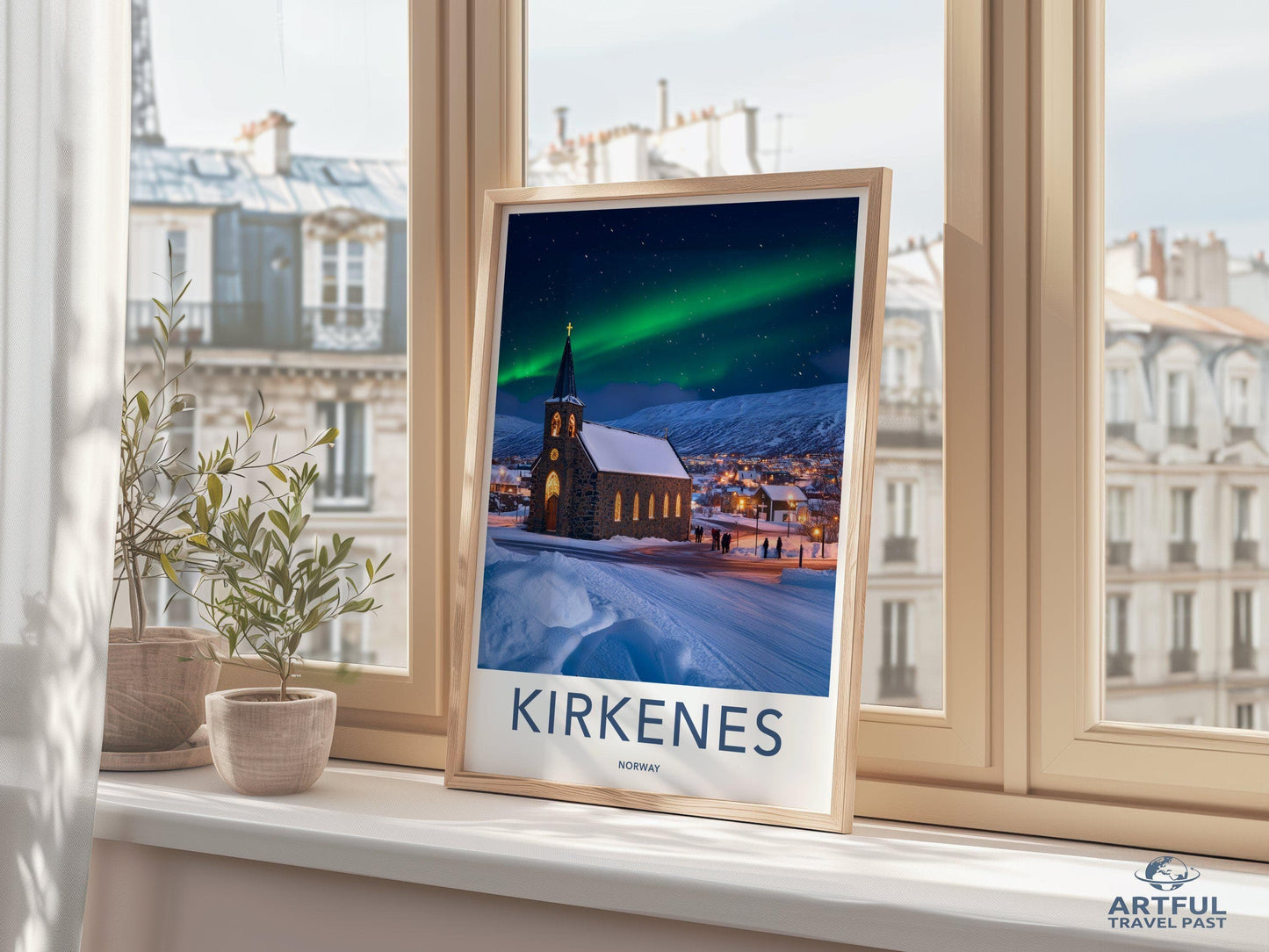 Kirkenes Poster | Northern Lights Wall Art | Scandinavia