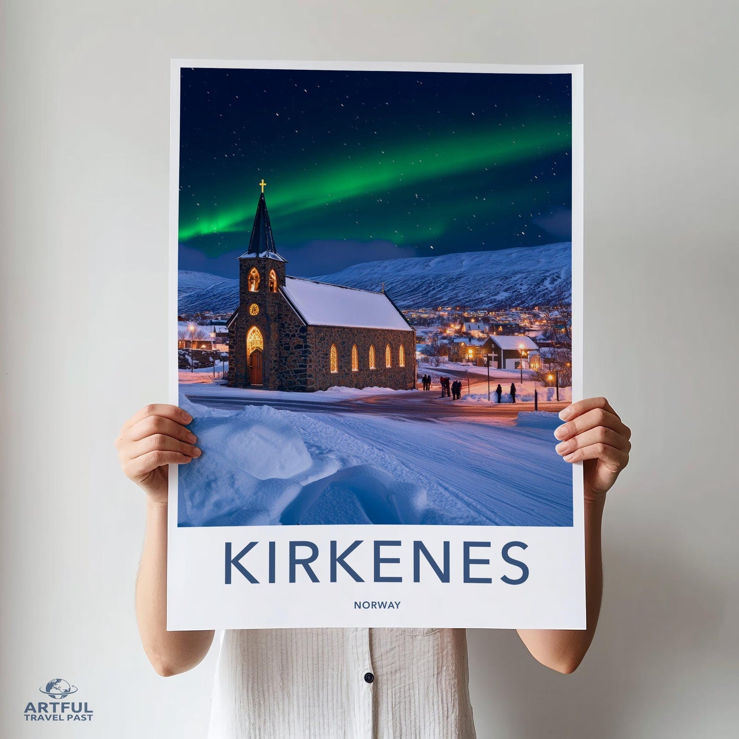 Kirkenes Poster | Northern Lights Wall Art | Scandinavia