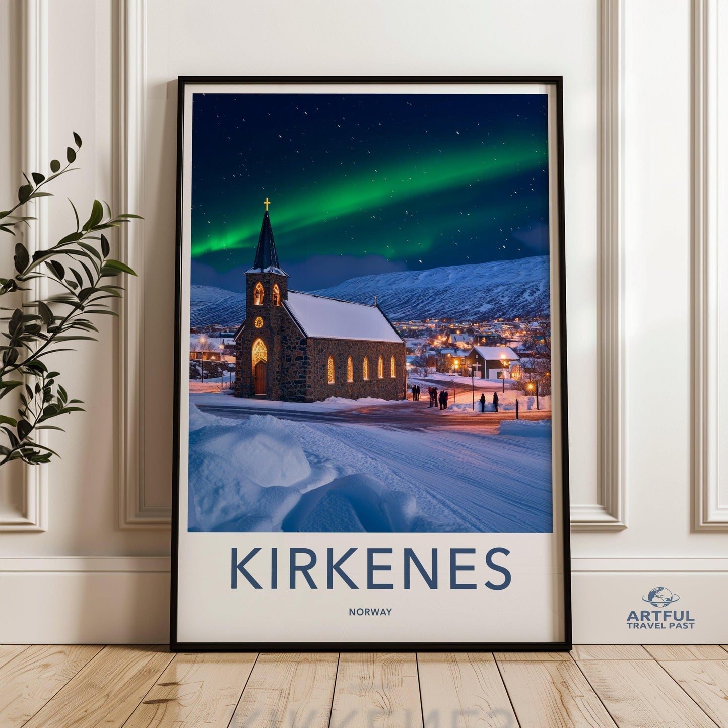 Kirkenes Poster | Northern Lights Wall Art | Scandinavia