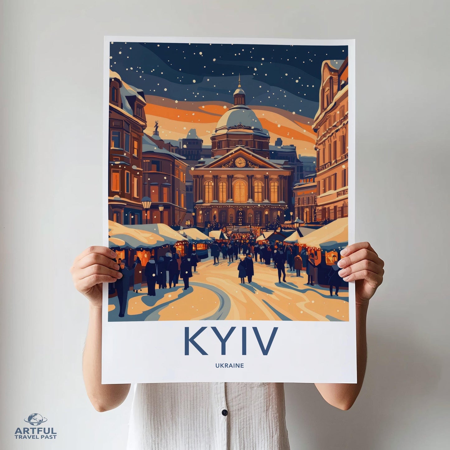 Kyiv Christmas Poster | Ukraine Wall Art | Europe Decor