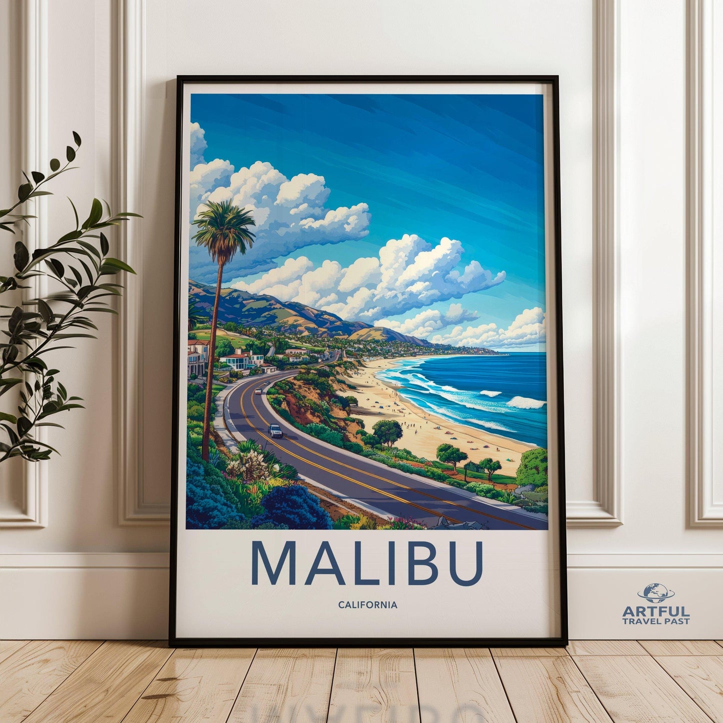 Malibu Poster | California Wall Art | America Decor