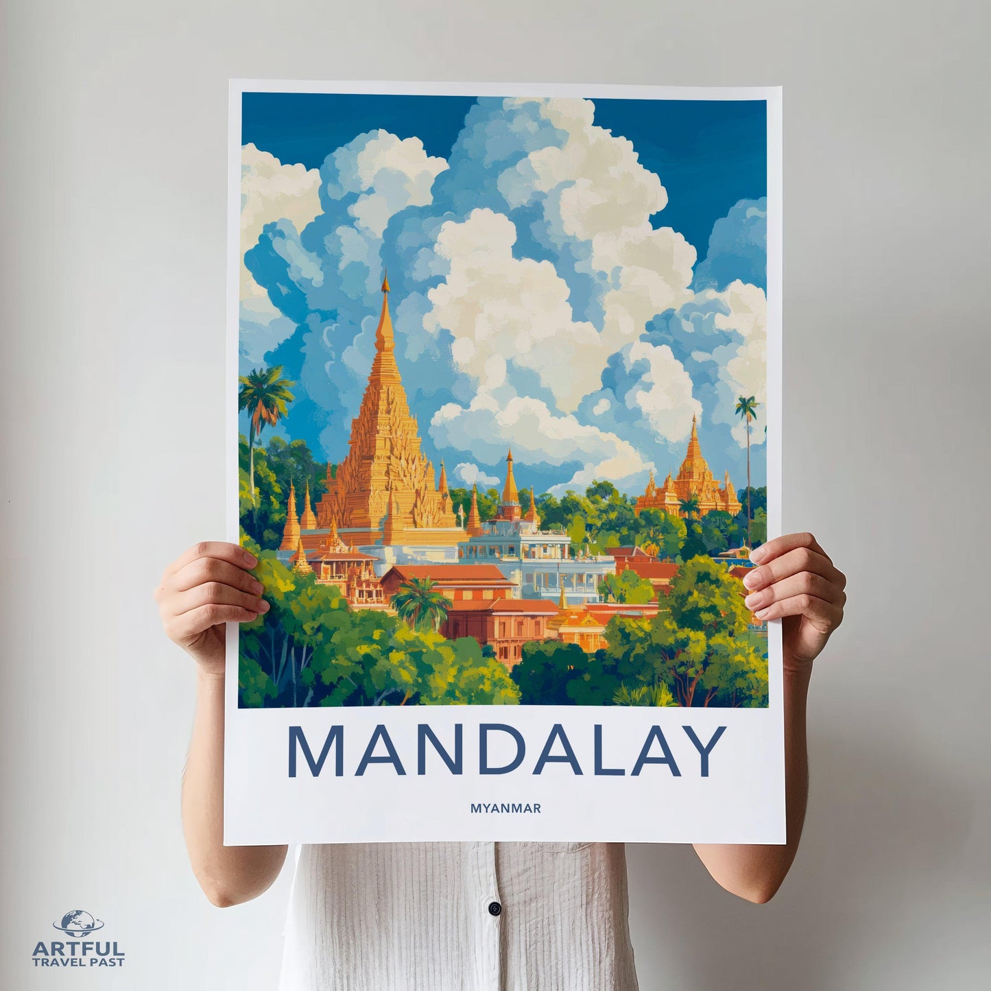 Mandalay Poster | Myanmar Wall Art | Southeast Asia Decor