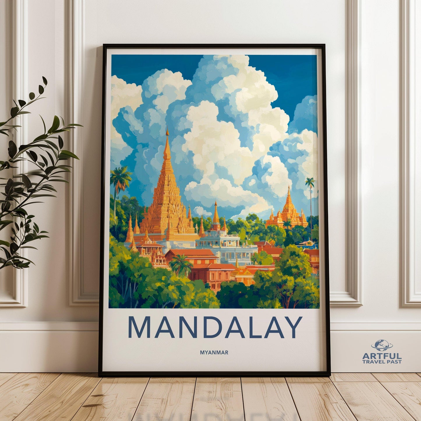 Mandalay Poster | Myanmar Wall Art | Southeast Asia Decor