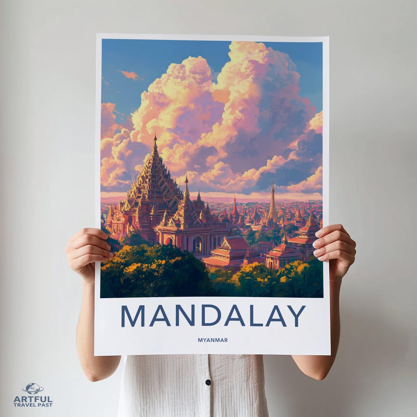Mandalay Poster | Myanmar Wall Art | Southeast Asia Decor