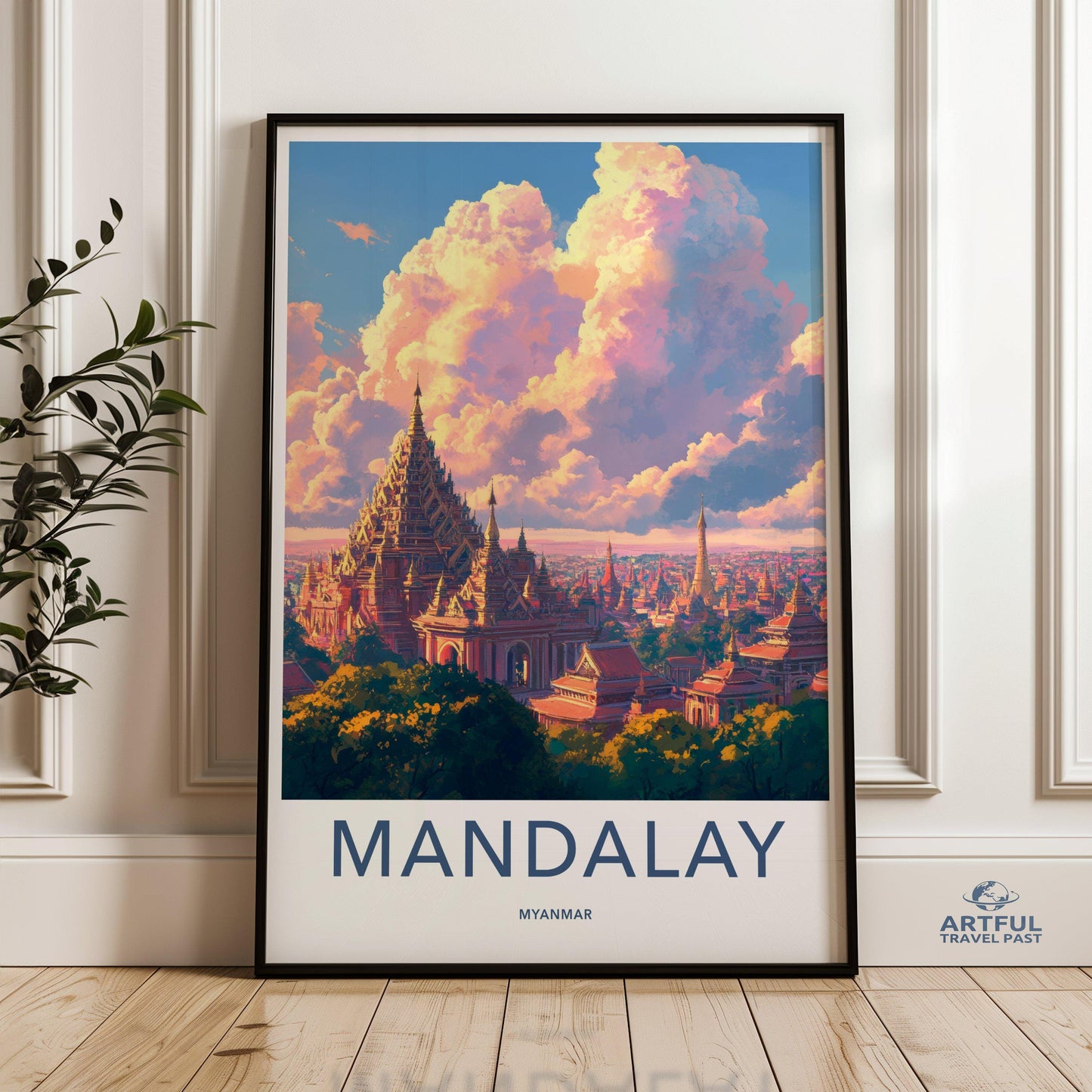 Mandalay Poster | Myanmar Wall Art | Southeast Asia Decor