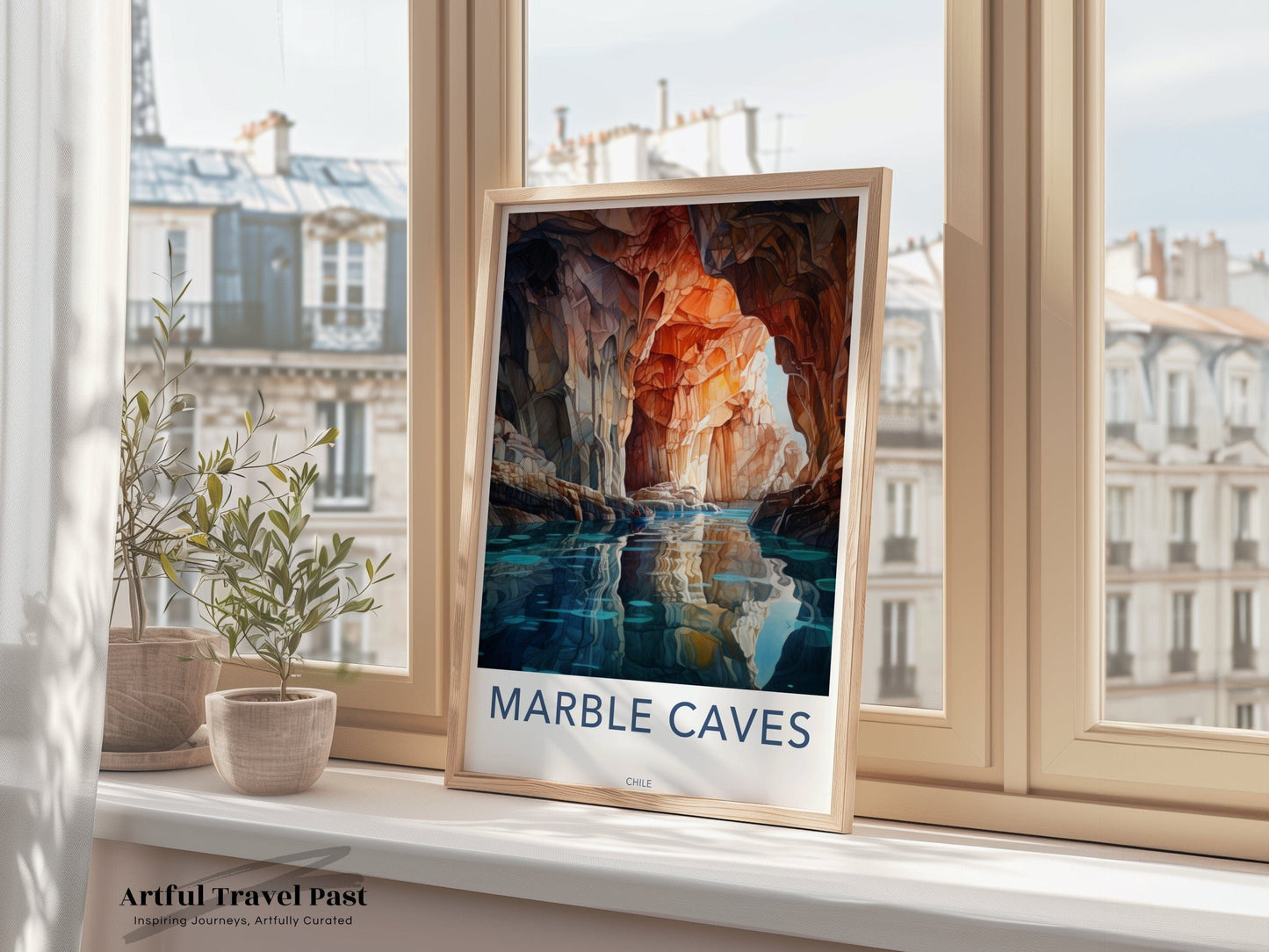 Marble Caves Poster | Chile Wall Art | South America Decor