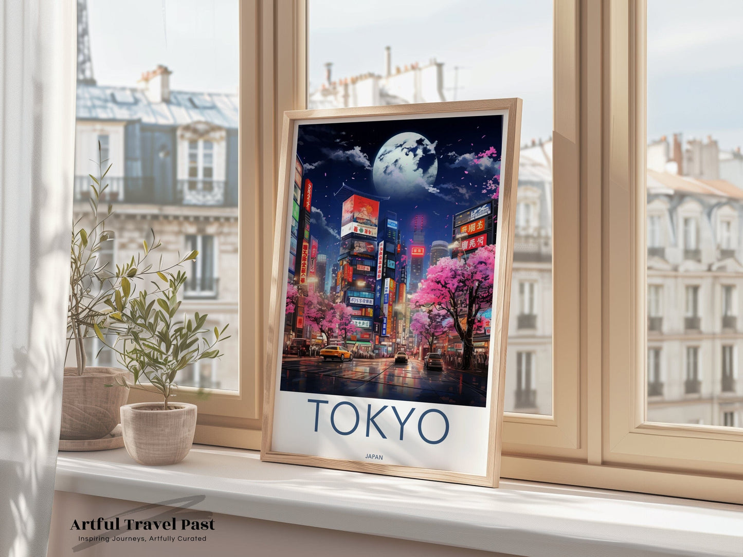 Moonlit Tokyo Poster | Japan Wall Art | Asia Decor