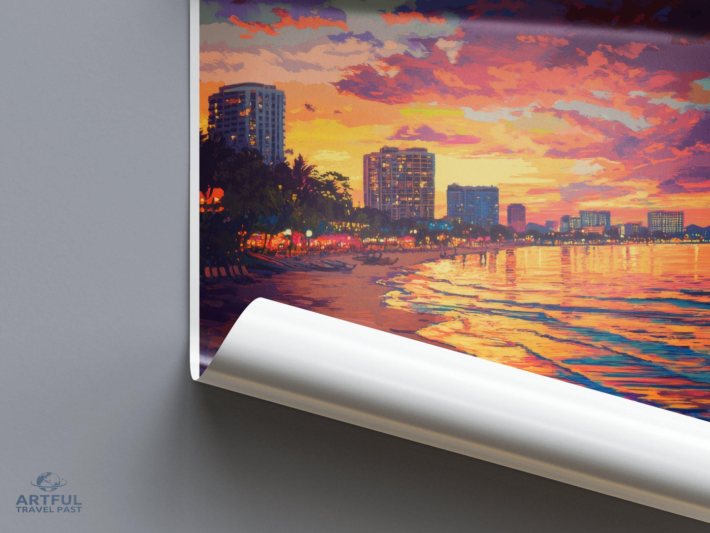 Pattaya Beach Poster | Thailand Wall Art | Asia Decor