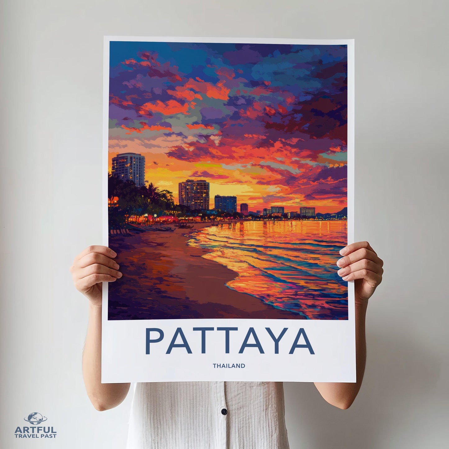 Pattaya Beach Poster | Thailand Wall Art | Asia Decor