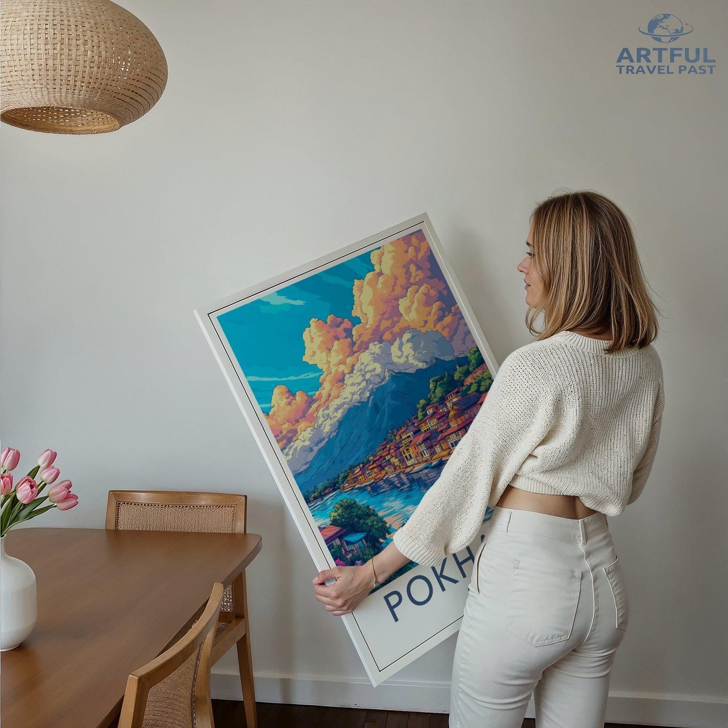 Pokhara Poster | Nepal Wall Art | Asia Decor