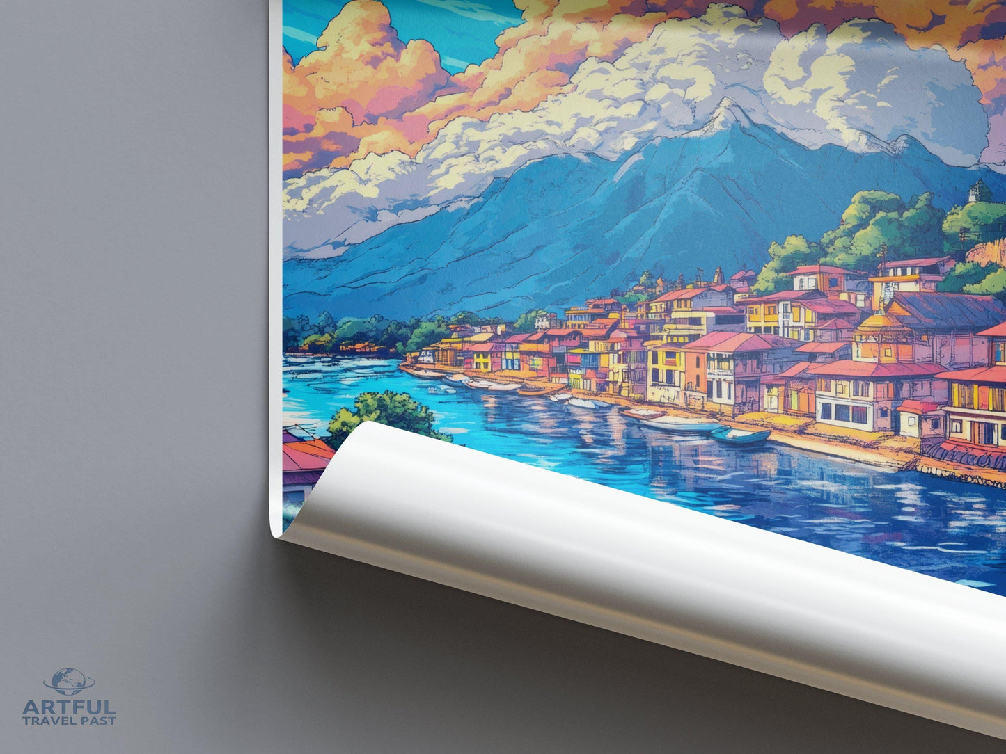 Pokhara Poster | Nepal Wall Art | Asia Decor