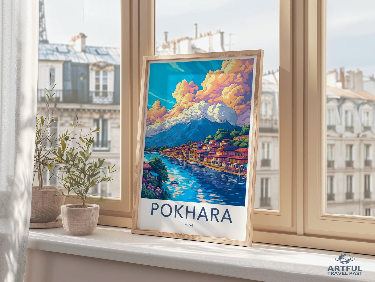 Pokhara Poster | Nepal Wall Art | Asia Decor