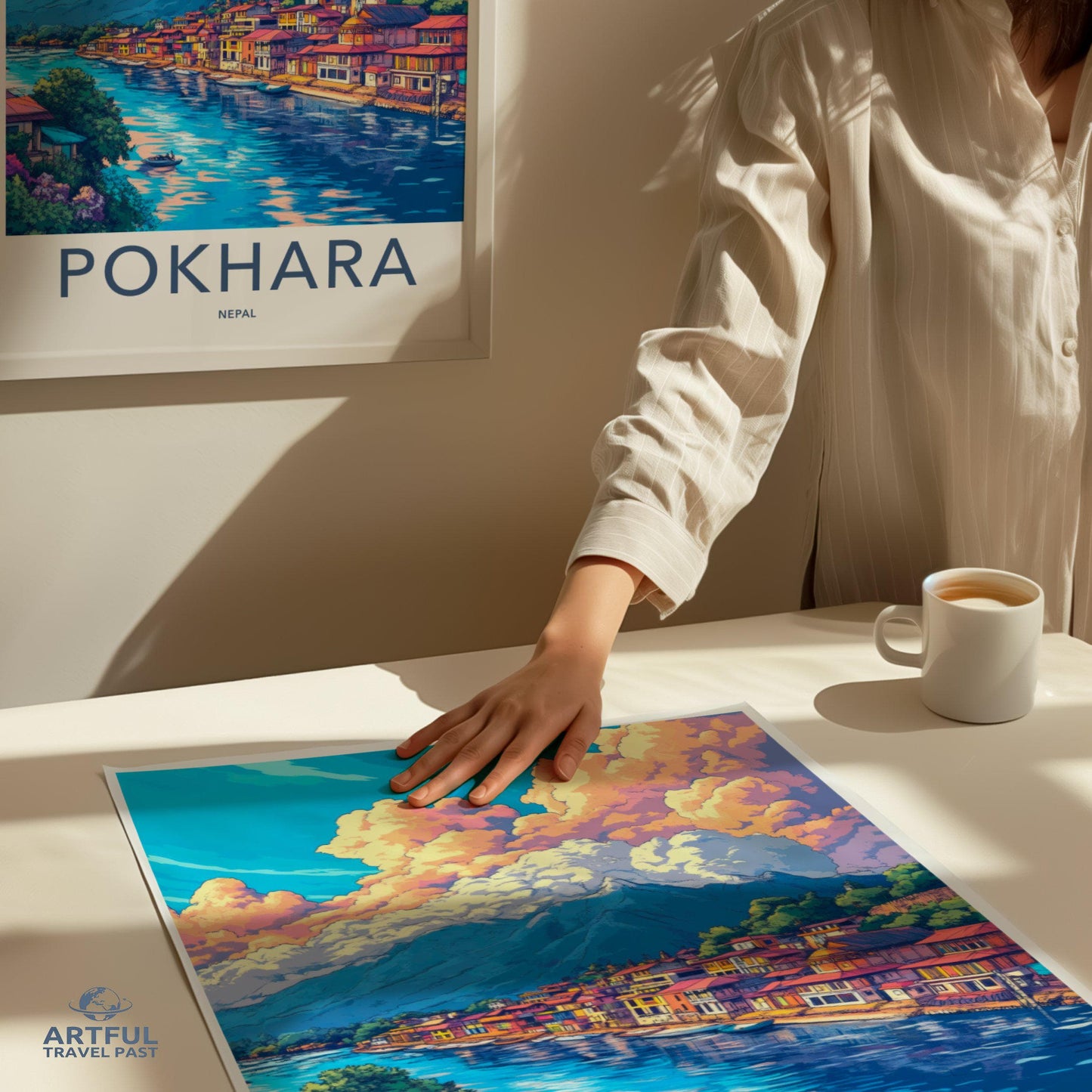 Pokhara Poster | Nepal Wall Art | Asia Decor