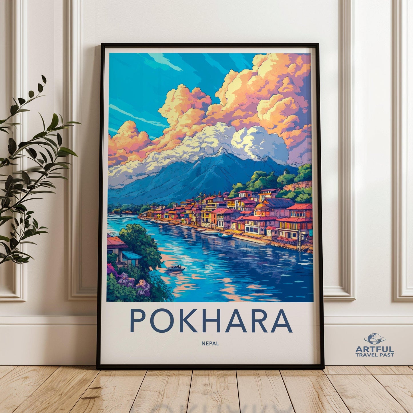 Pokhara Poster | Nepal Wall Art | Asia Decor