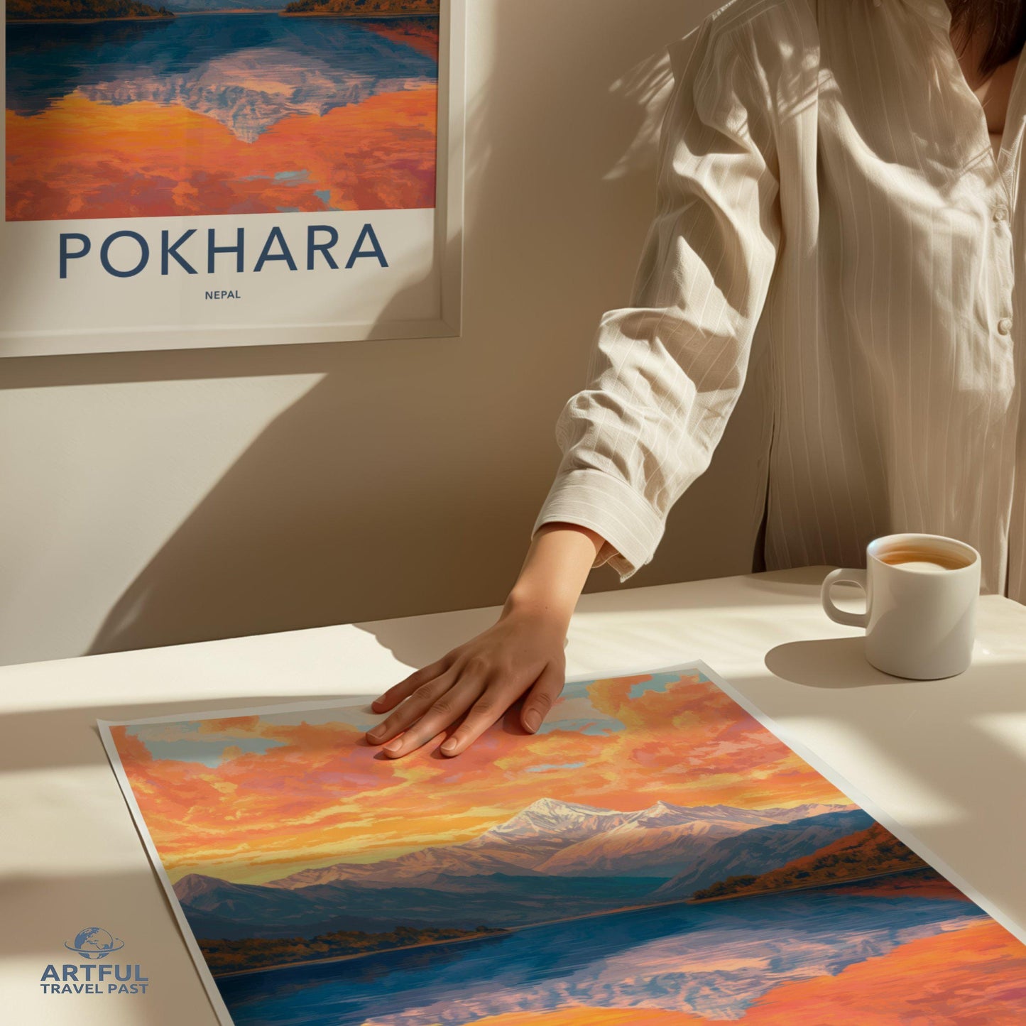 Pokhara Poster | Nepal Wall Art | South Asia Decor