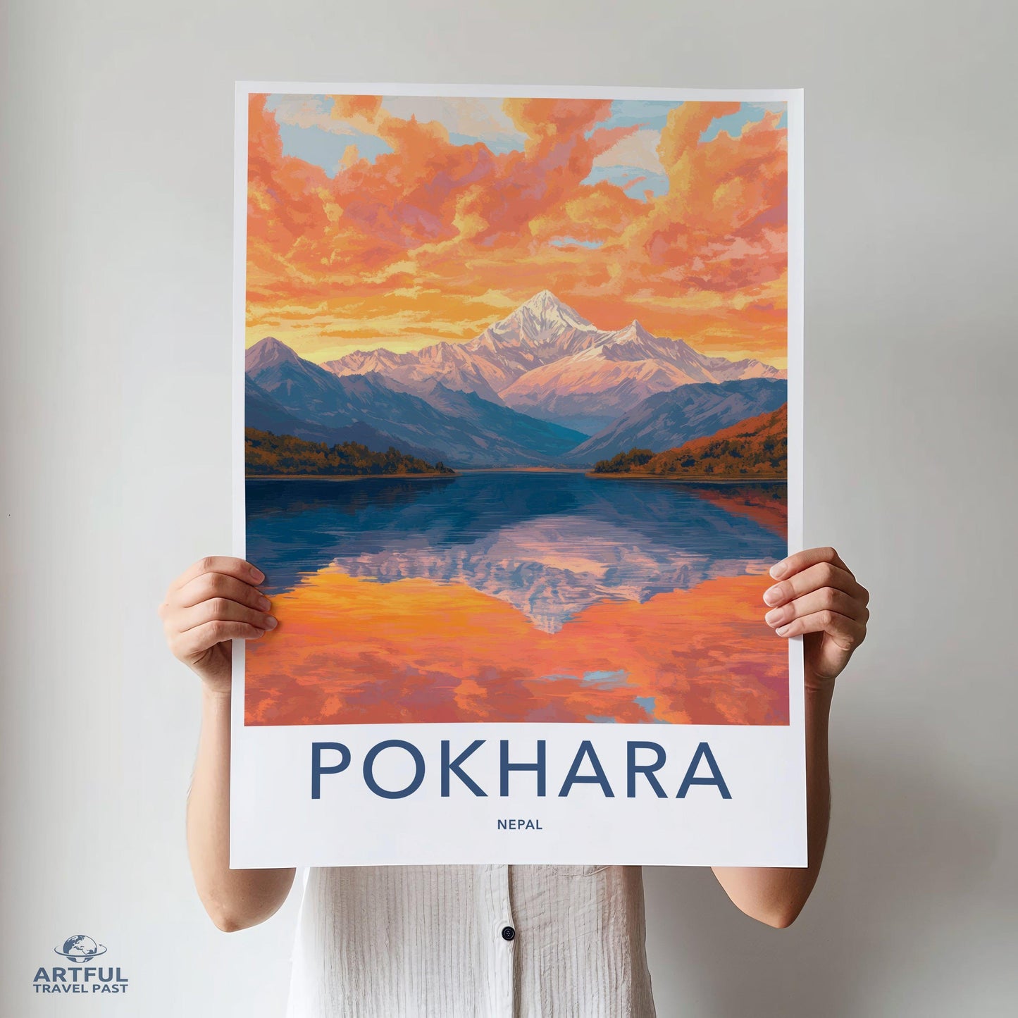 Pokhara Poster | Nepal Wall Art | South Asia Decor