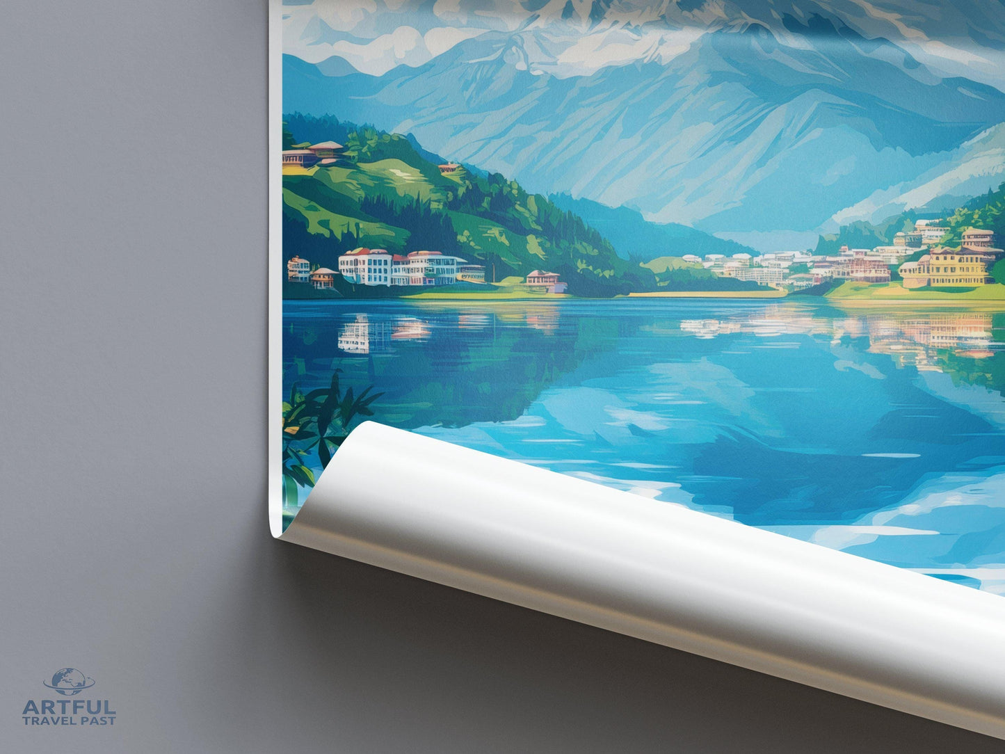 Pokhara Poster | Nepal Wall Art | South Asia Decor
